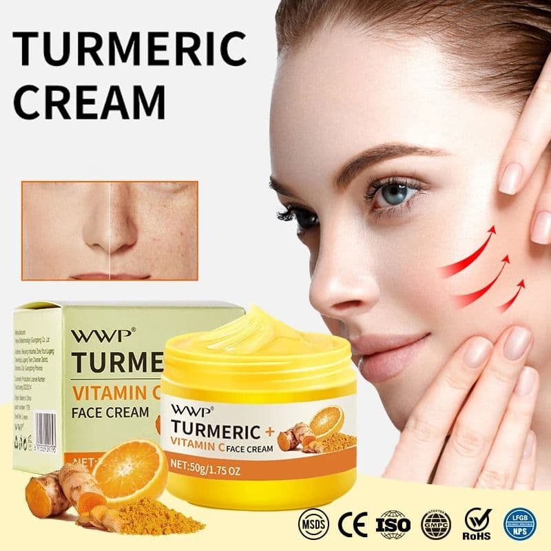 Turmeric Face Cream Strong Whitening Vitamin C Cream Brighten Skin Tone Reduce Dark Spots Lighten Moisturizing Cream Facial 50g - thumbnail 3