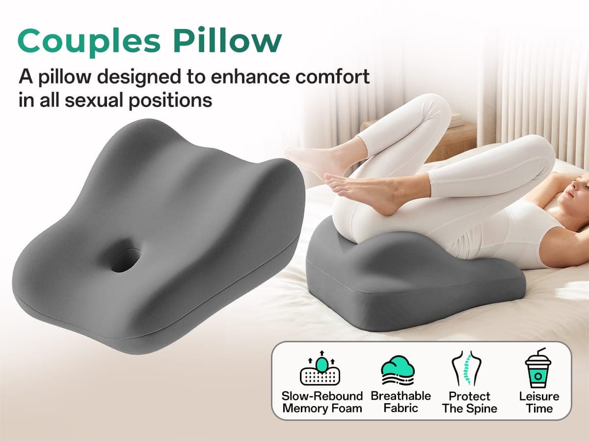Ergonomic Couples Pillow with Cut-out, Dark Grey - thumbnail 10