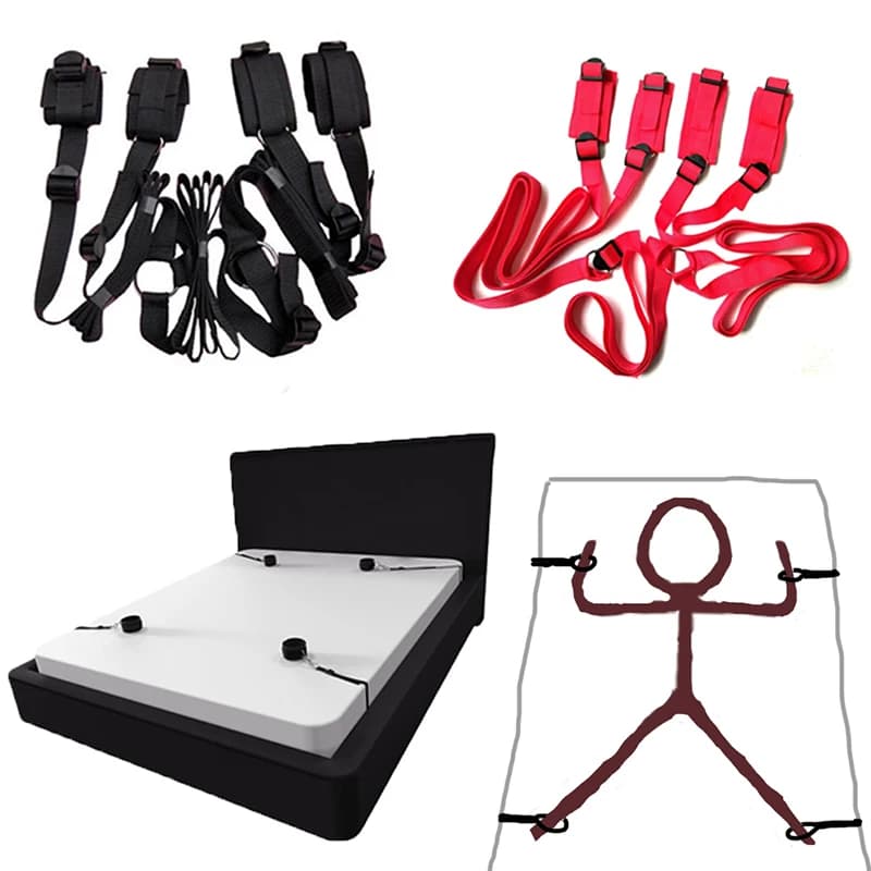 Adjustable bondage restraint set with cuffs and straps - thumbnail 2