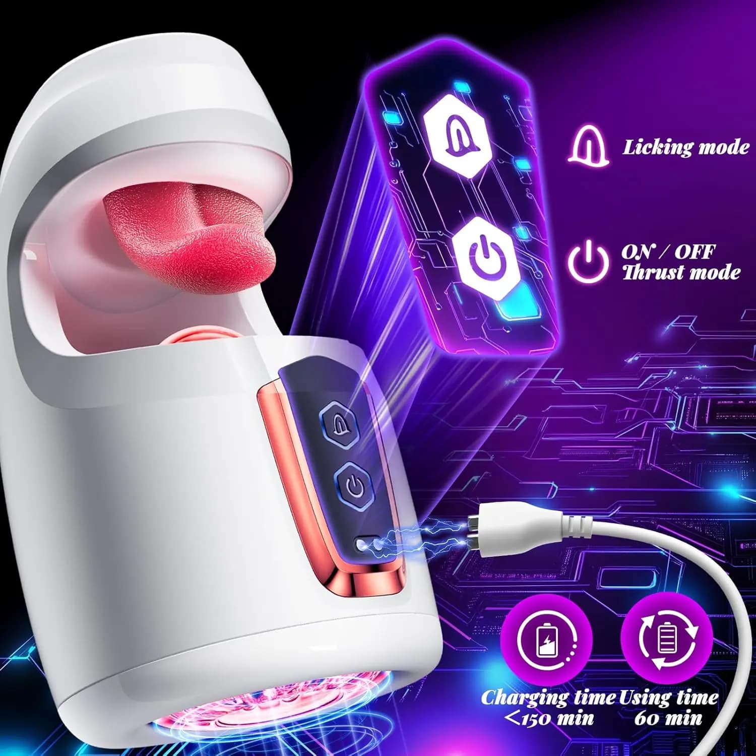 Sex Toys for Men Male Masturbator - Sex Toy with 10 Thrusting & Tongue Licking Modes Blowjob Sex Machine Stroker Penis - thumbnail 6