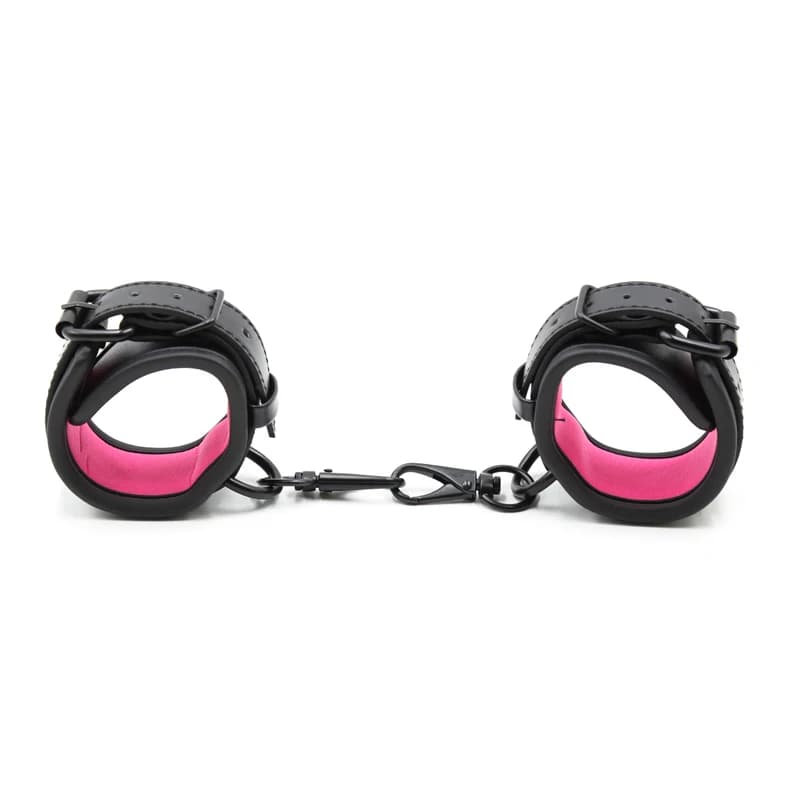 Adjustable PU leather bondage cuffs for couples - thumbnail 3
