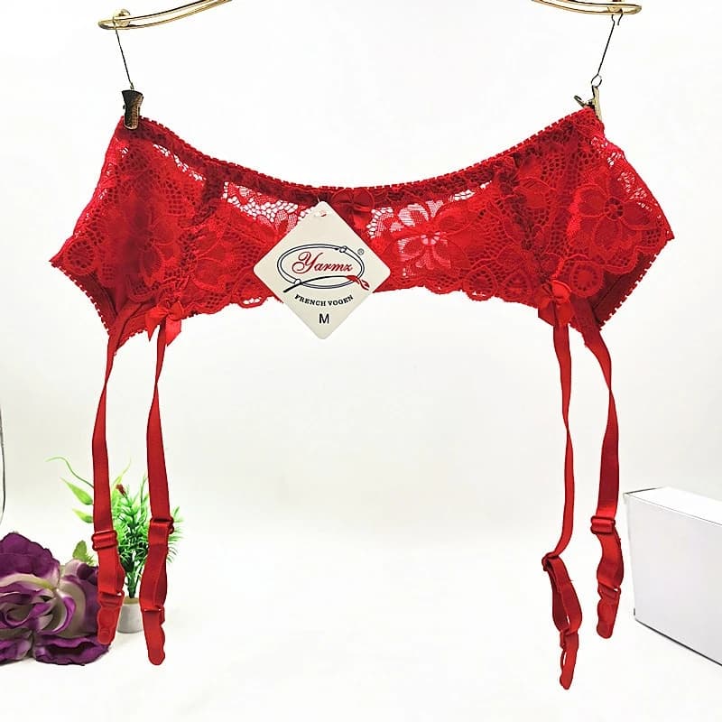 Lace transparent adjustable garter belt for stockings - thumbnail 4