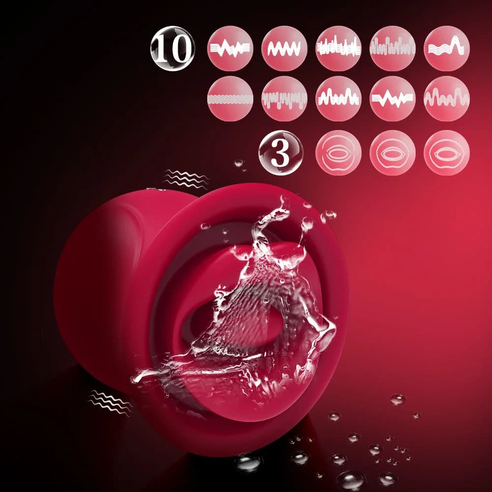 Rose clitoral vibrator with moving tongue and ten speeds - thumbnail 3