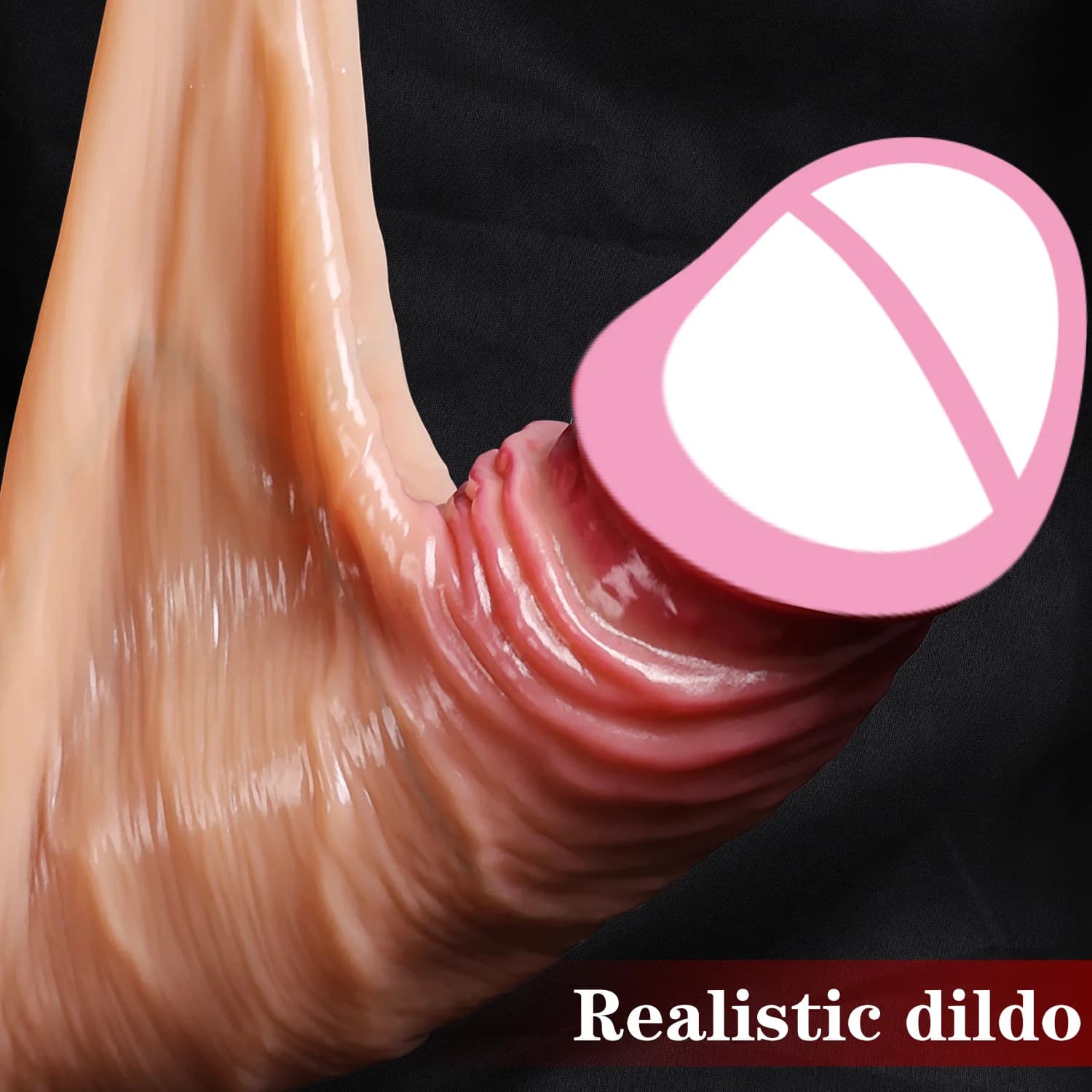 Realistic silicone dildo with textured skin and testicles - thumbnail 2