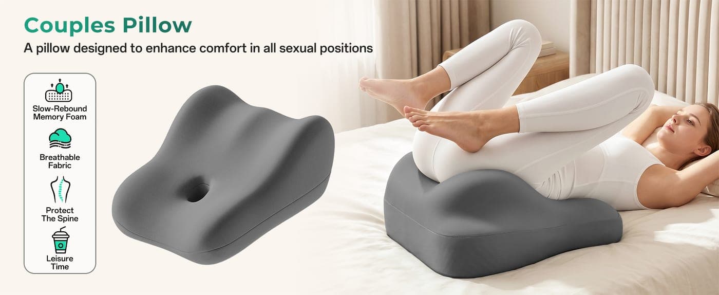 Ergonomic Couples Pillow with Cut-out, Dark Grey - thumbnail 9