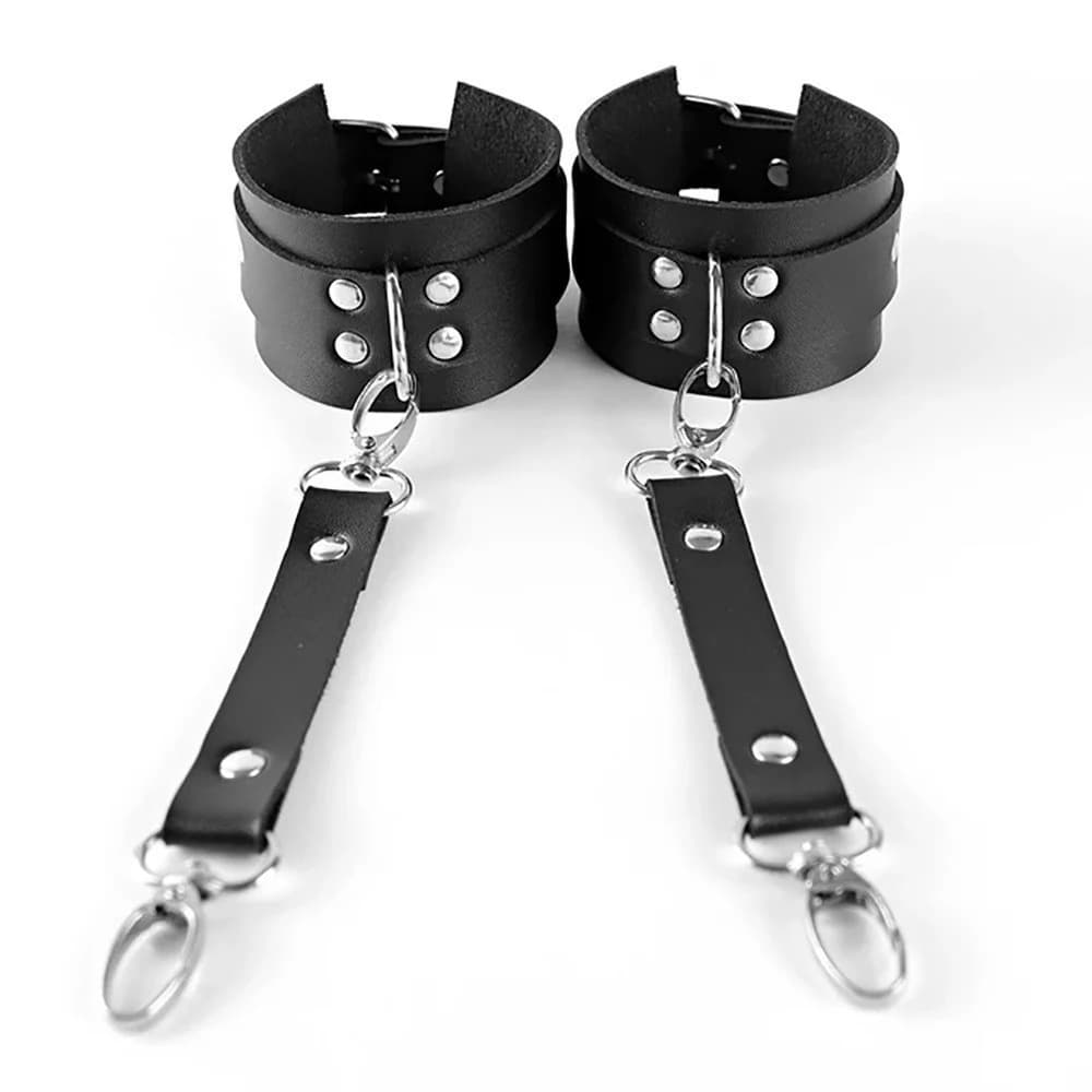 Adjustable PU leather body harness with matching cuffs - thumbnail 5