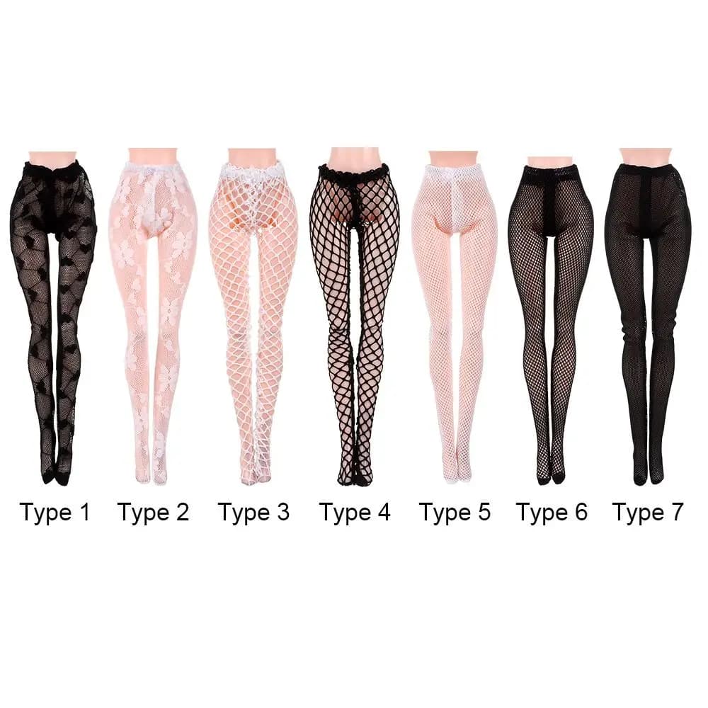Mini fishnet tights and silk stockings for 1/6 dolls - thumbnail 6