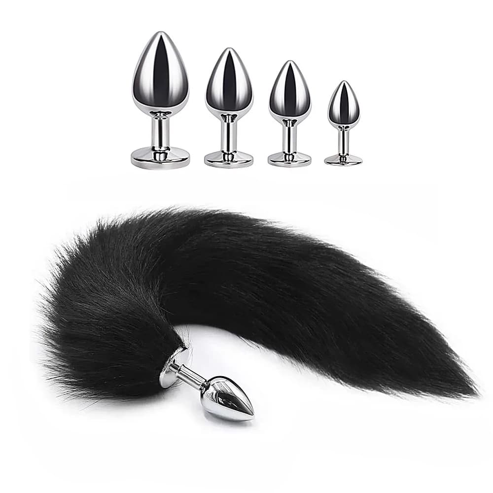 Steel butt plug with soft fox tail - image 1