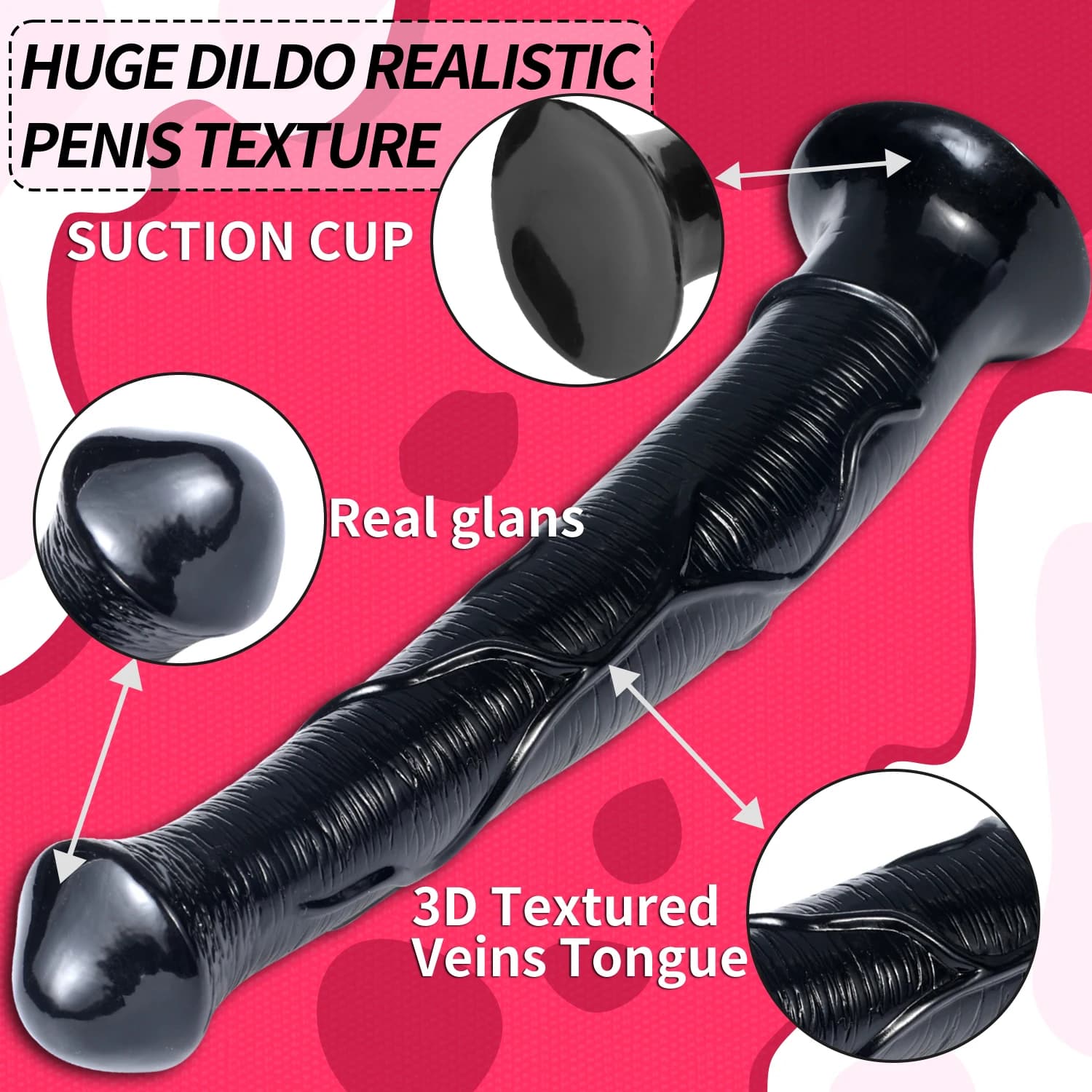 Fifteen inch textured horse dildo with suction base - thumbnail 3