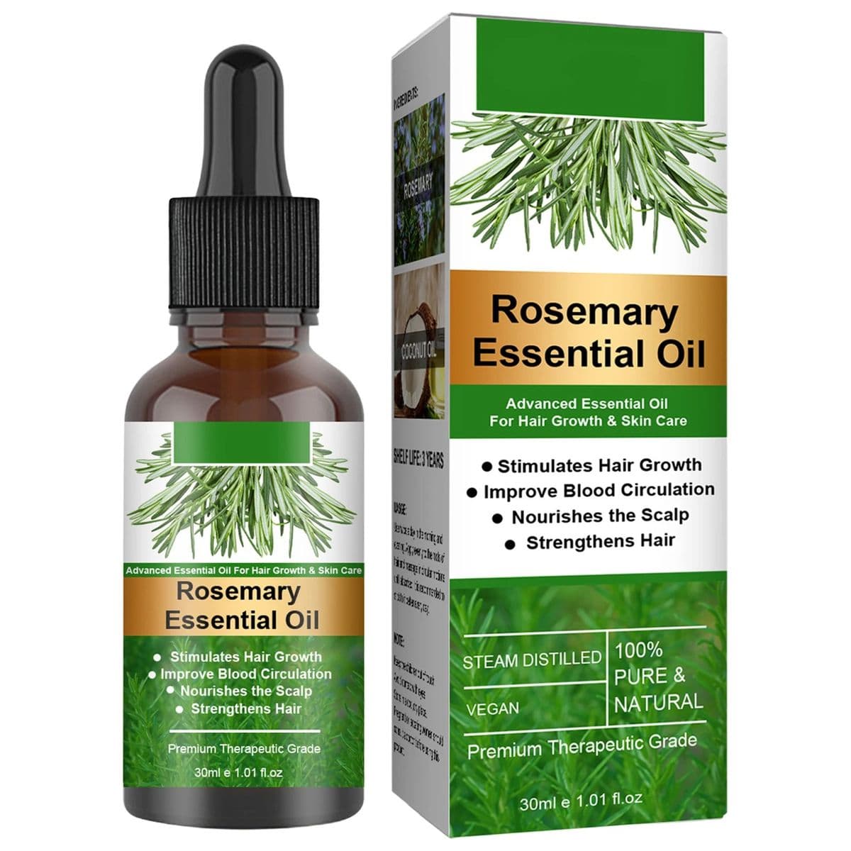 Rosemary Essentiall Oil Hair Growth Products Organic Hair Products Scalp Hair Strengthening Oil For Nourish Shiny Hair Healthy - thumbnail 2