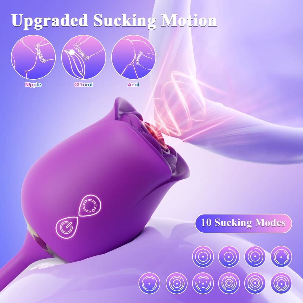 Dual action rose vibrator with suction and penetration - thumbnail 4