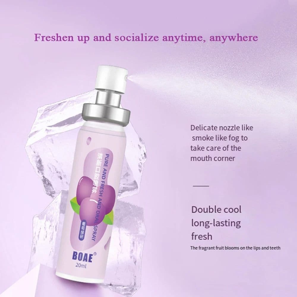 Fruit Flavor Fresh Oral Spray Grape Peach Breath Spray Mouth Freshener Remove Bad Breath Deodorant Peach Grapes Sweet Spray - thumbnail 5