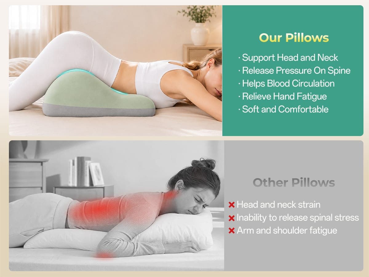 Ergonomic Couples Pillow with Cut-out, Green Grey - thumbnail 9