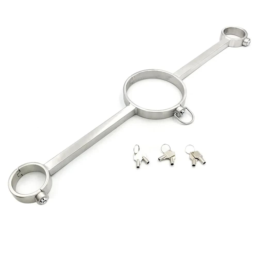 Metal bondage collar and handcuffs restraint set - image 1