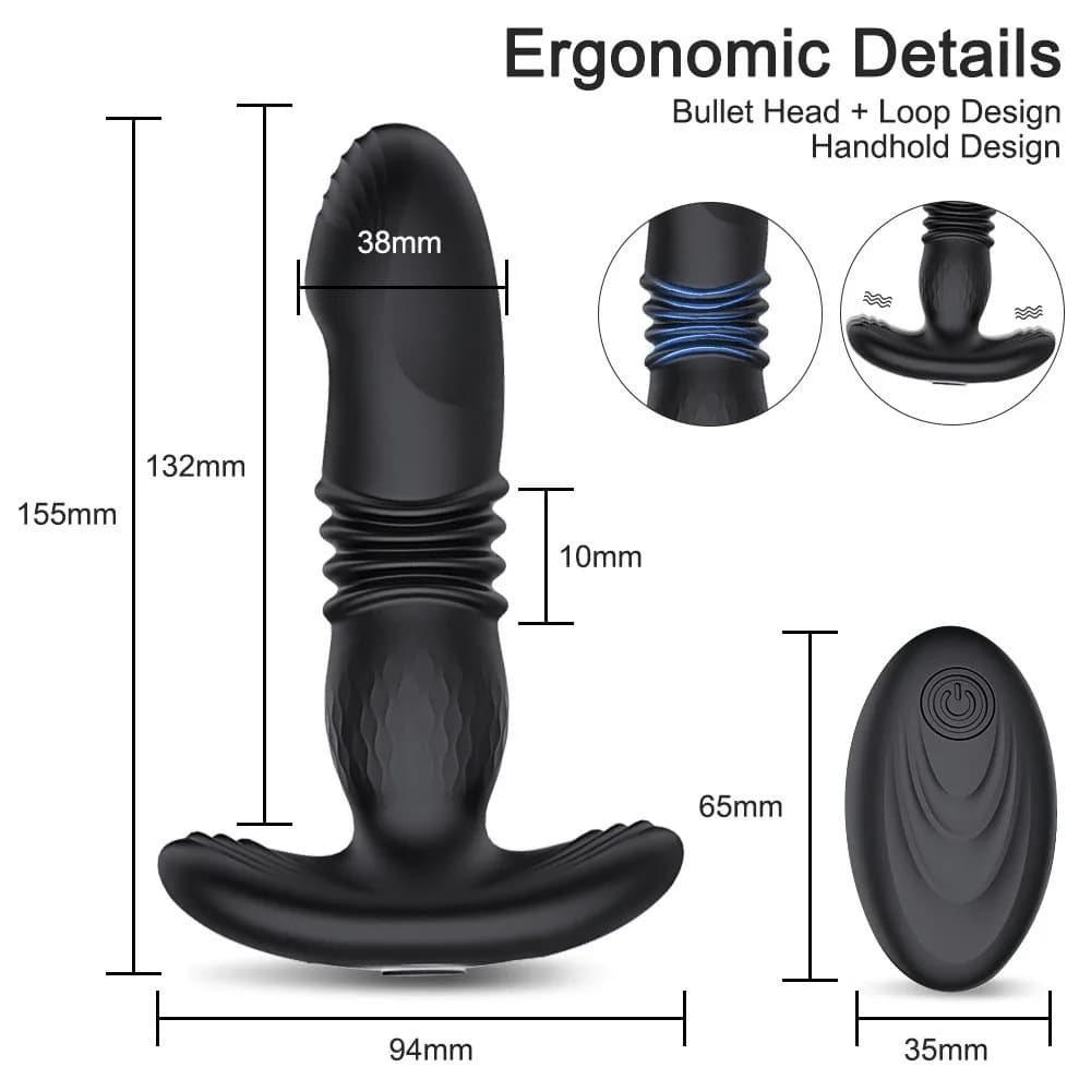 Telescopic prostate massager with remote control and ten vibration speeds - thumbnail 5