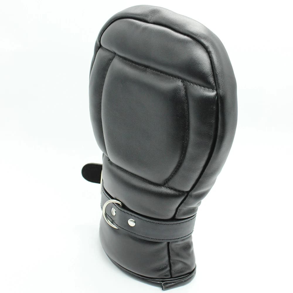 Padded leather bondage mittens with dog paw design - thumbnail 5