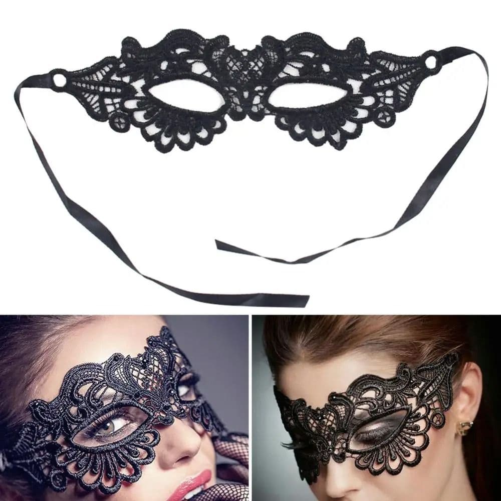 Black Party Mask for Women Hollow Lace Masquerade Blindfold Face Masks Princess Prom Party Props Costume Graduation - thumbnail 5