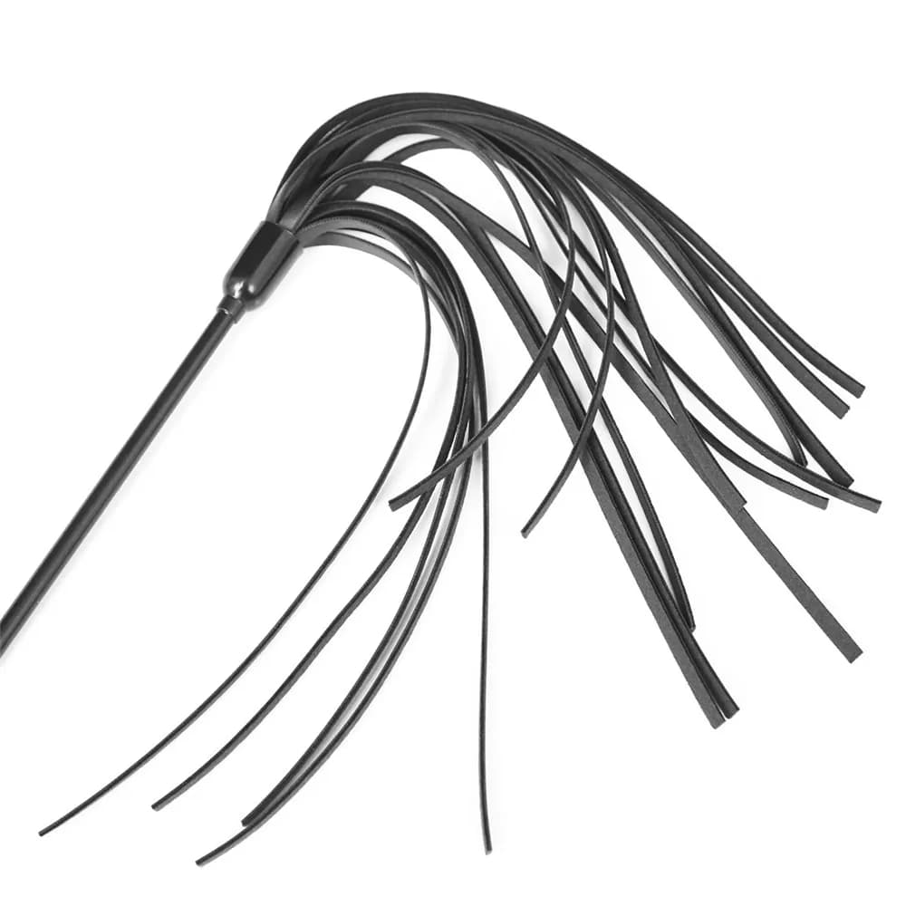 Black leather bondage flogger and whip - thumbnail 4