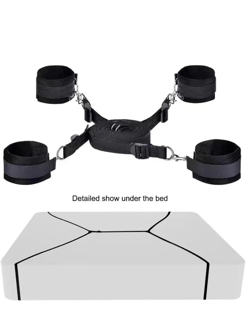 Adjustable bondage restraint set with cuffs and straps - thumbnail 3