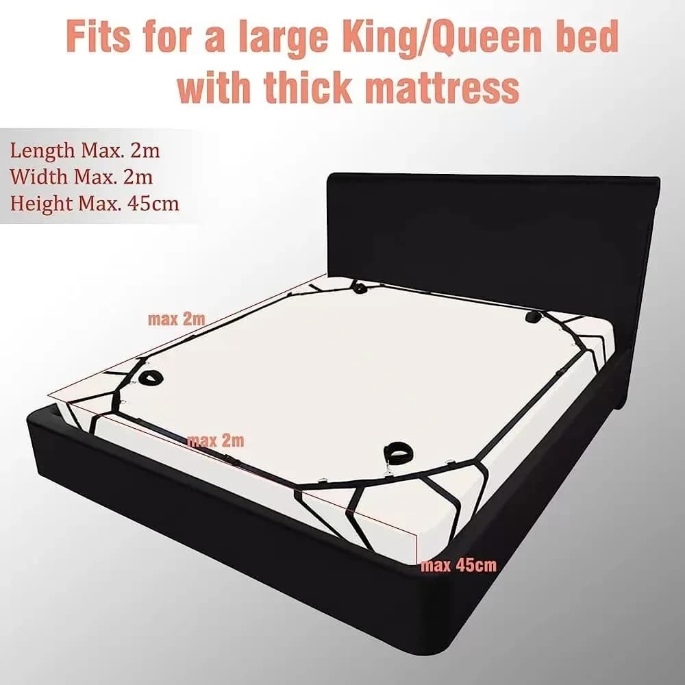 Four corner bed strap and handcuff bondage restraint set - thumbnail 5