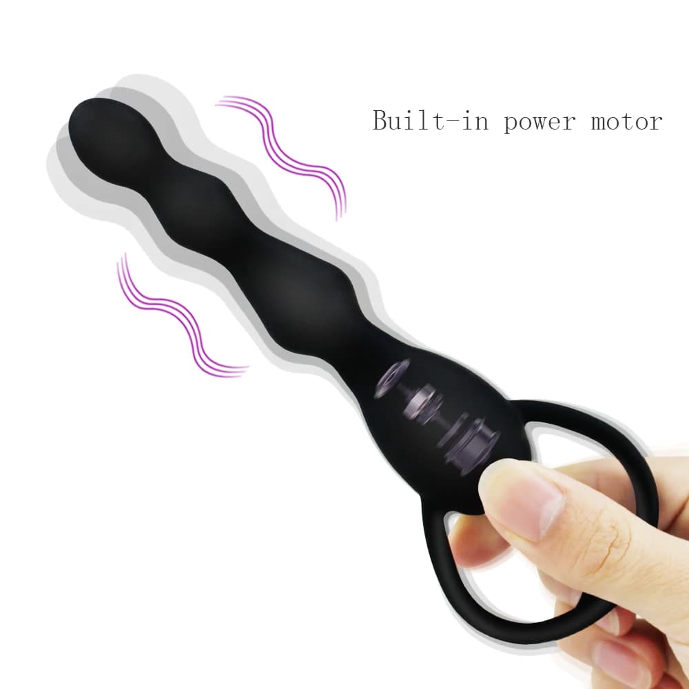 Silicone vibrating anal beads with ring pull - thumbnail 3