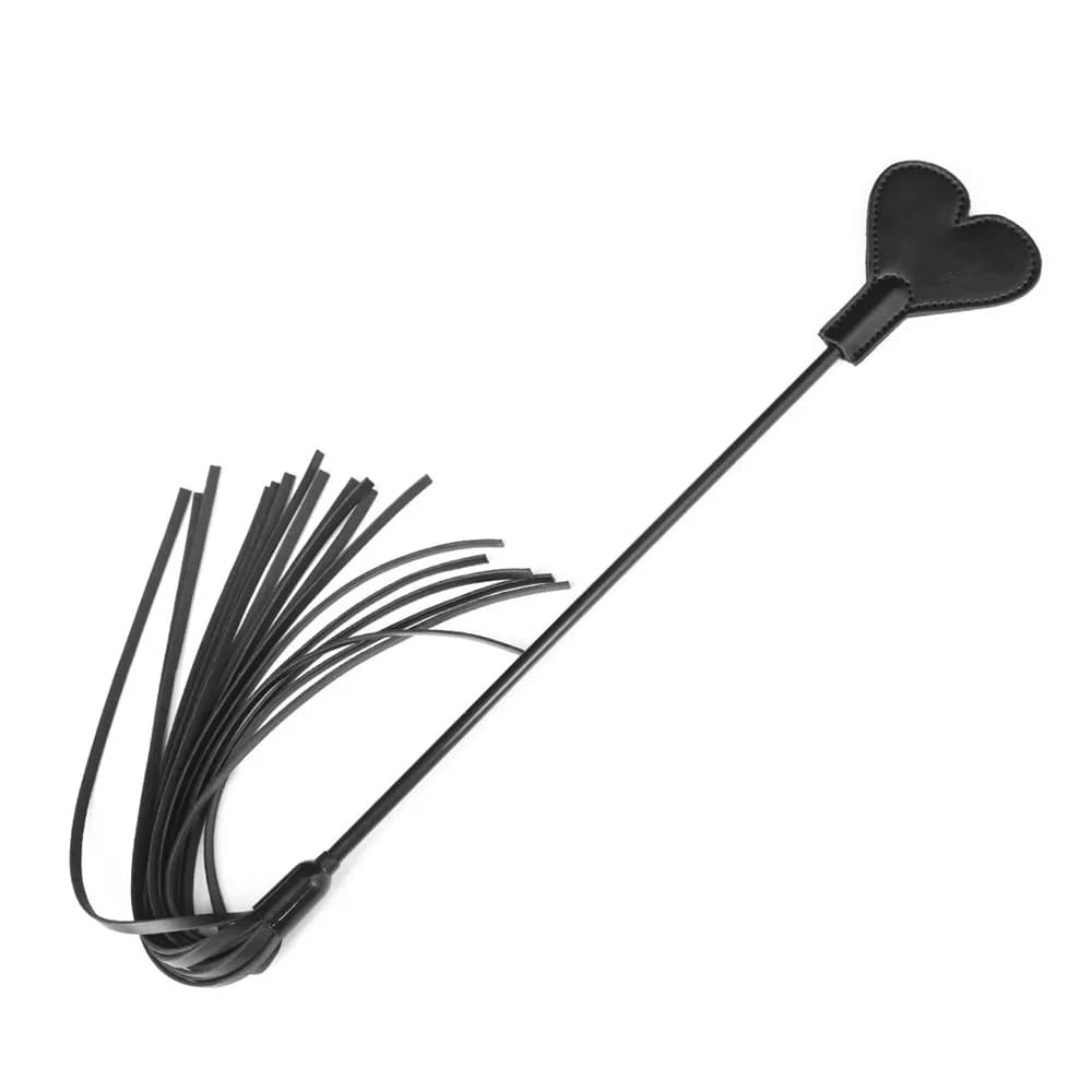 Black leather bondage flogger and whip - thumbnail 3