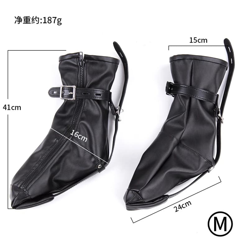 Leather dog crawling boots for pet play and bondage - thumbnail 6