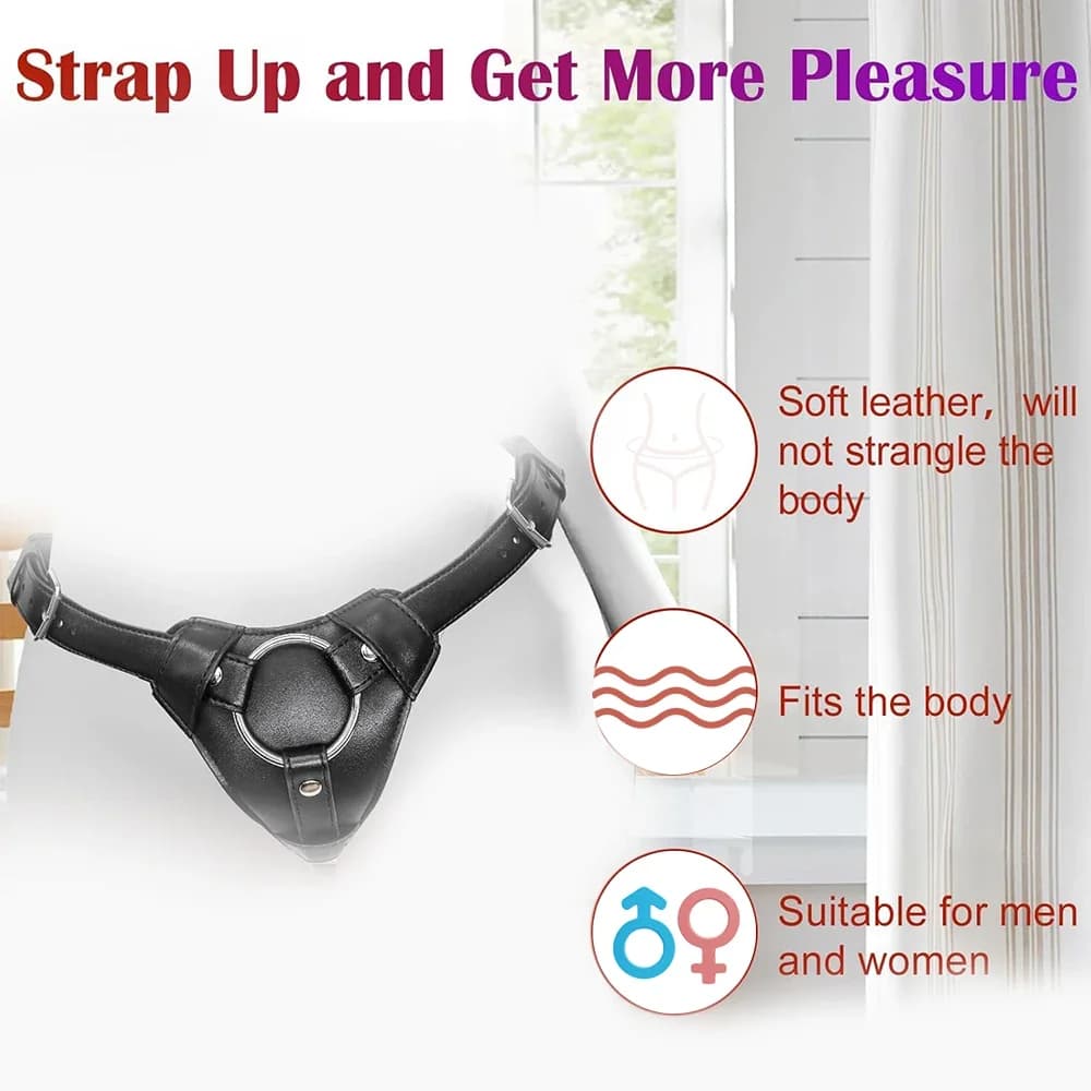 Adjustable leather harness with two metal rings - thumbnail 5