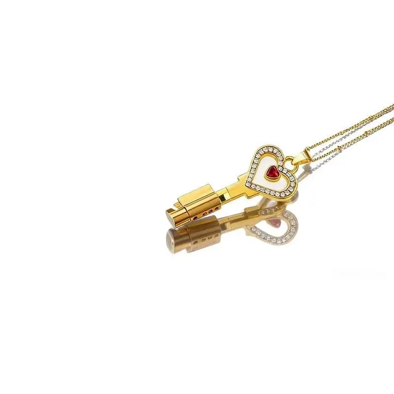 Metal chastity lock and key pendant set - image 1