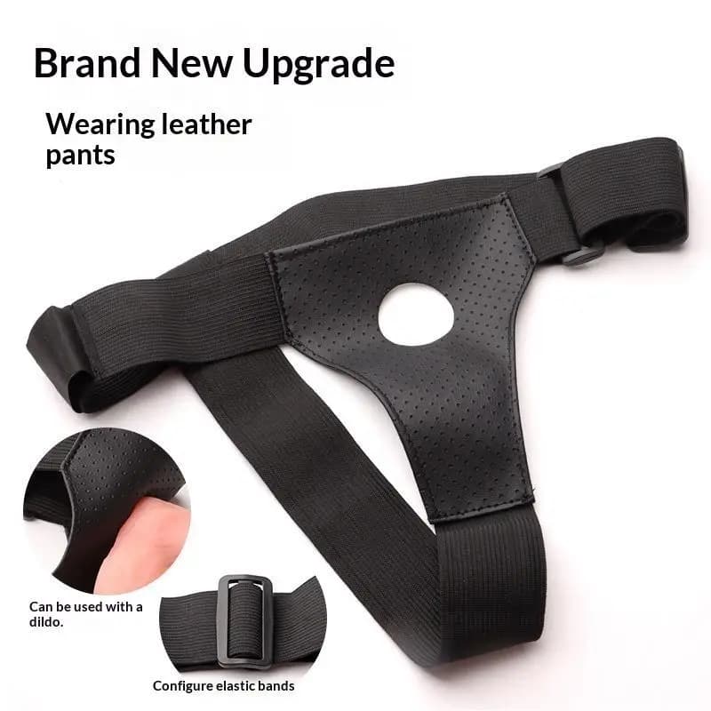 Adjustable faux leather strap-on harness with padded base - thumbnail 5