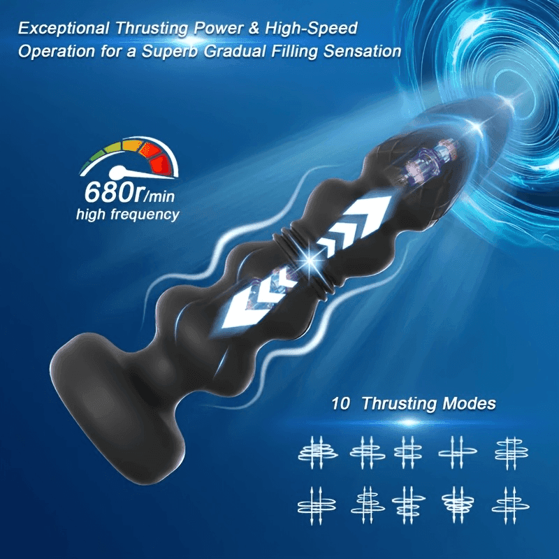 Thrusting Anal Beads Vibrator, 10 Modes, Remote - thumbnail 3