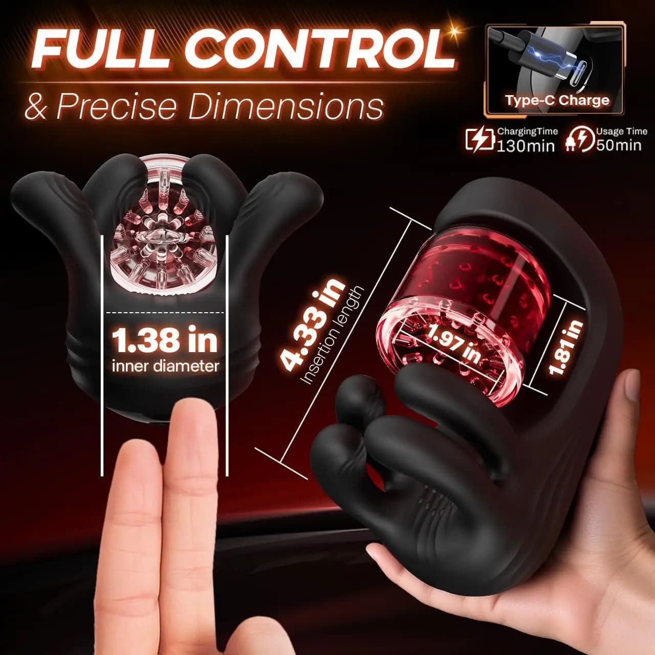 Electric male masturbator with vibration and stroking action - thumbnail 3