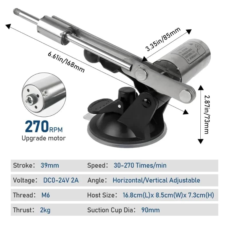 Telescopic linear actuator sex machine with suction cup - thumbnail 3