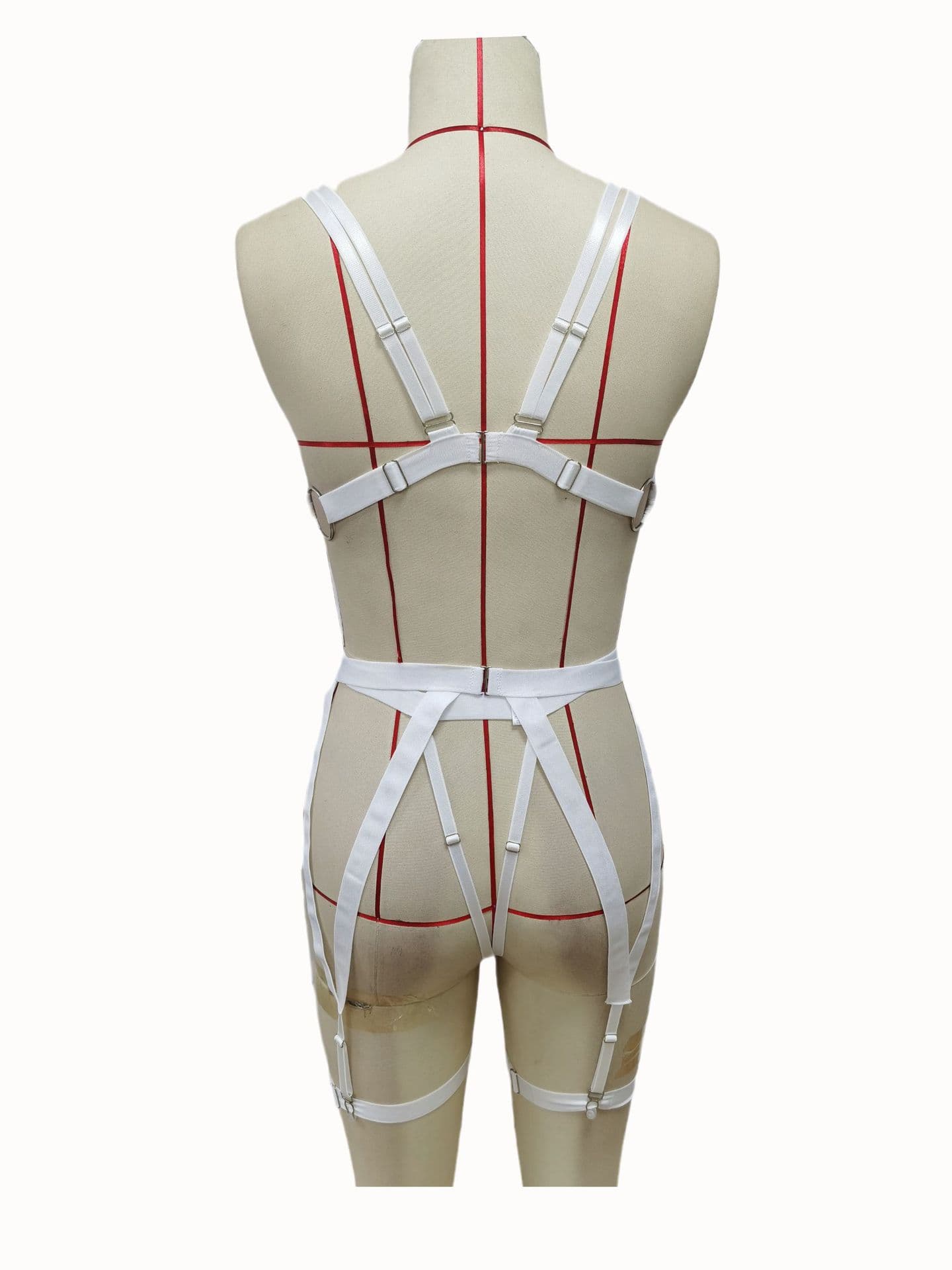 White Strappy Harness Lingerie Set - thumbnail 2