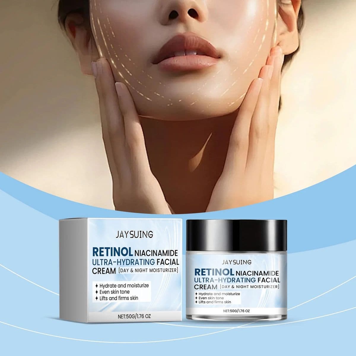 Hydrating Face Moisturizer with Niacinamide Hyaluronic Acid Retinol Repair Skin Barrier Day Night Long-Lasting Hydration Cream - thumbnail 6