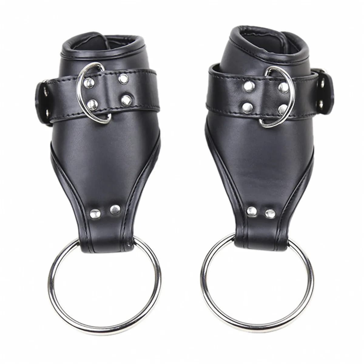 Leather ankle and wrist suspension cuffs for bondage - thumbnail 5