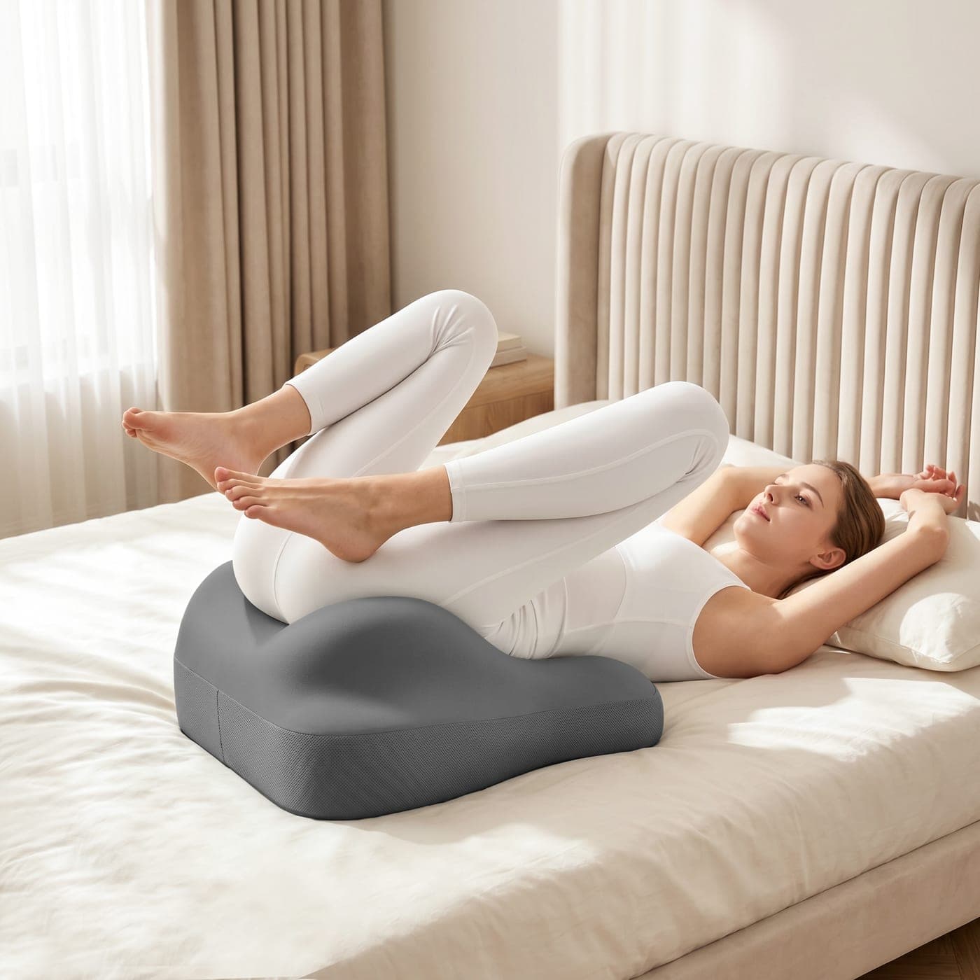 Ergonomic Couples Pillow with Cut-out, Dark Grey - thumbnail 4
