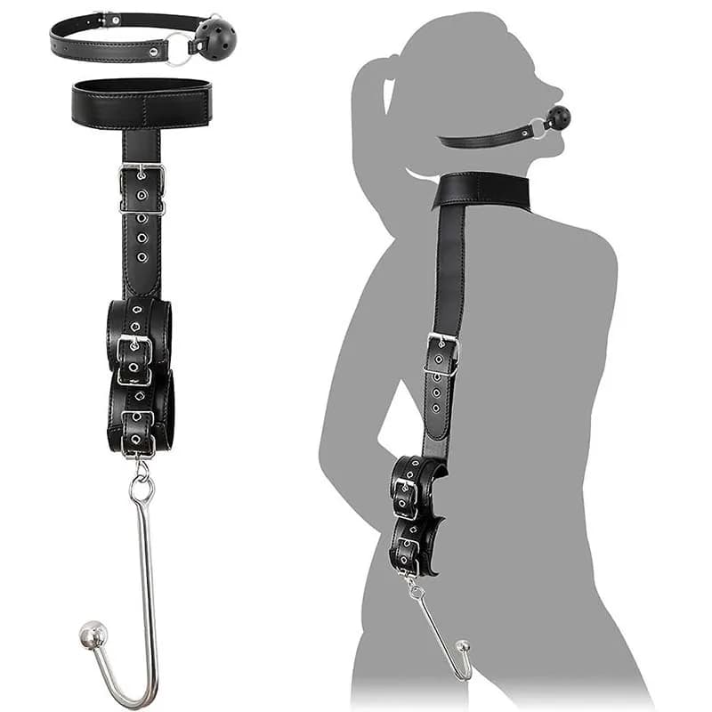 Comprehensive bondage and restraint set in PU leather - thumbnail 6