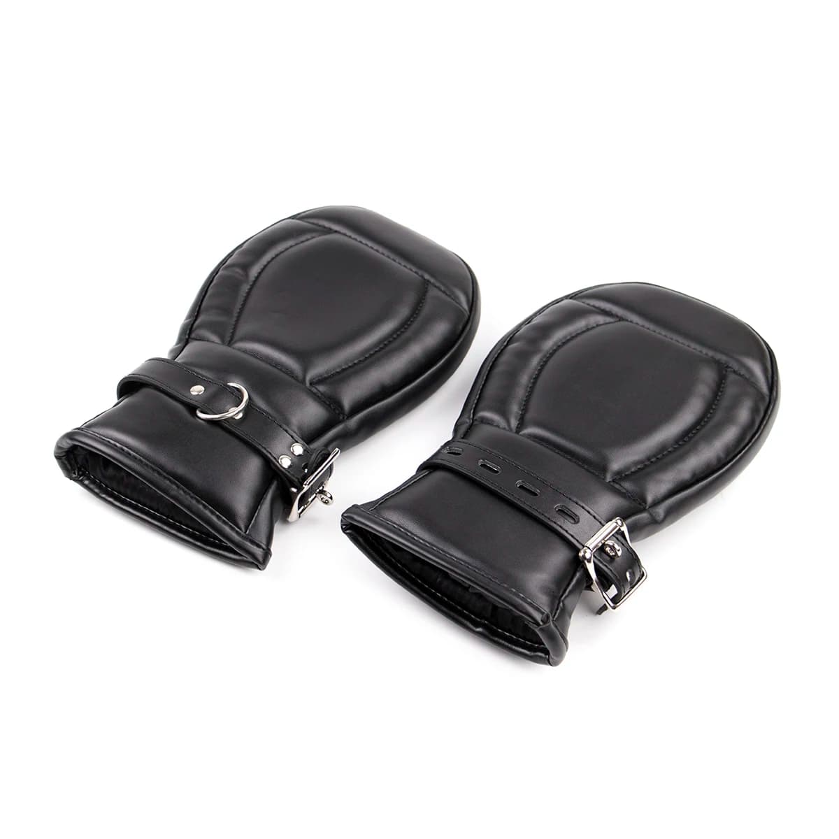 Padded leather bondage mittens with dog paw design - thumbnail 4