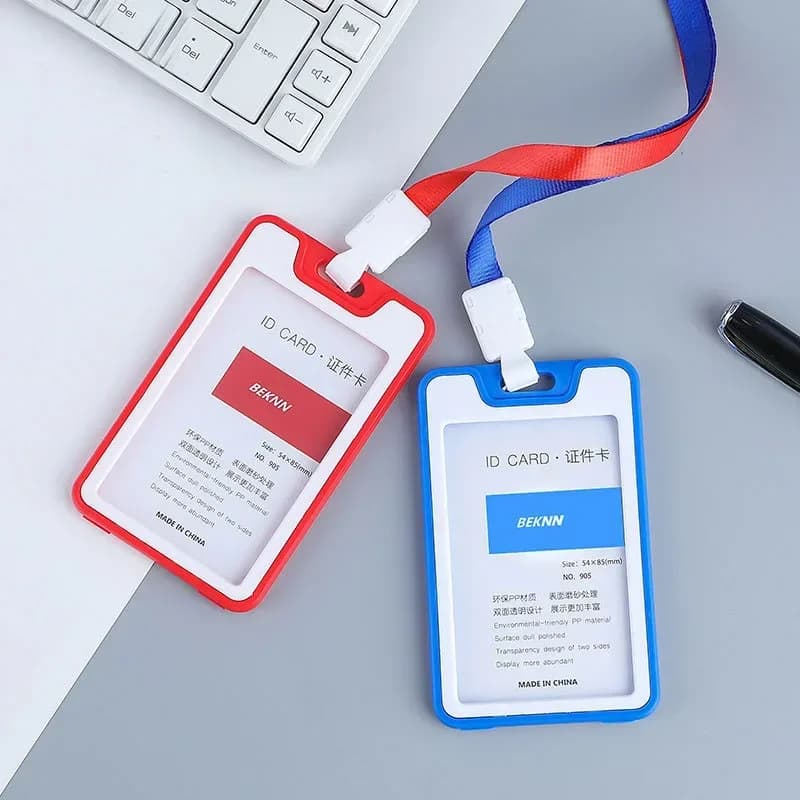 Plastic ID and card holder with lanyard - image 1