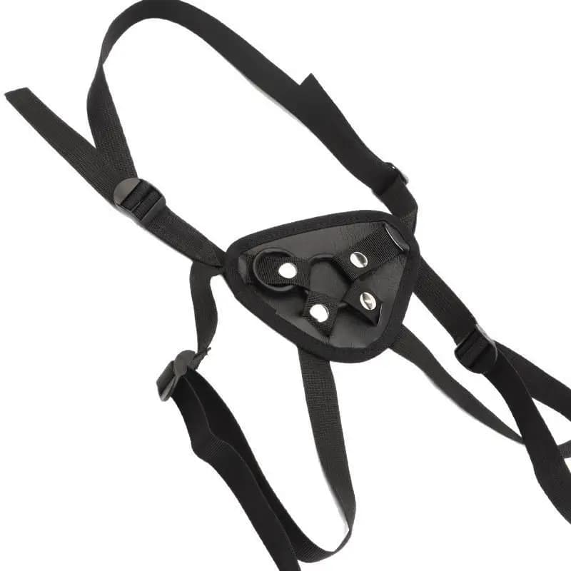Adjustable faux leather strap-on harness with padded base - thumbnail 3
