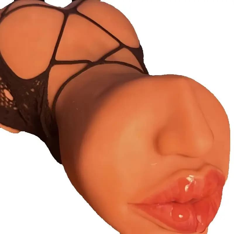 Realistic male masturbation cup with dual channels - thumbnail 2