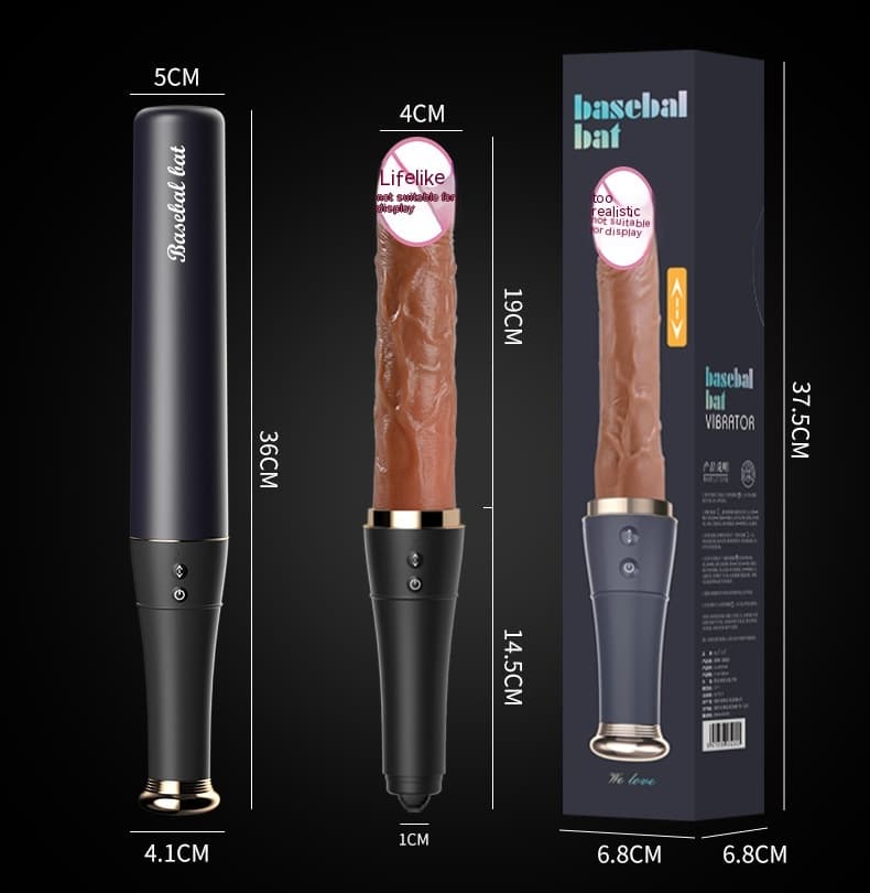 Heated Thrusting Realistic Dildo, Baseball-Bat Case - thumbnail 3
