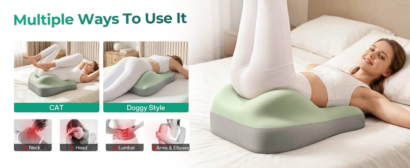 Ergonomic Couples Pillow with Cut-out, Green Grey - thumbnail 2