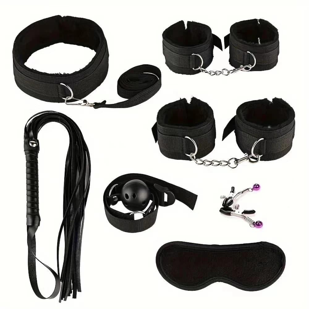 Plush bondage set with handcuffs and whip - thumbnail 3