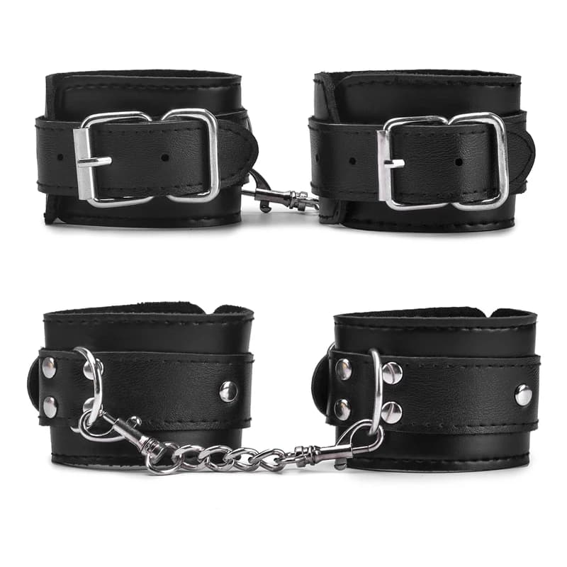 Adjustable PU leather bondage handcuffs for couples - thumbnail 3