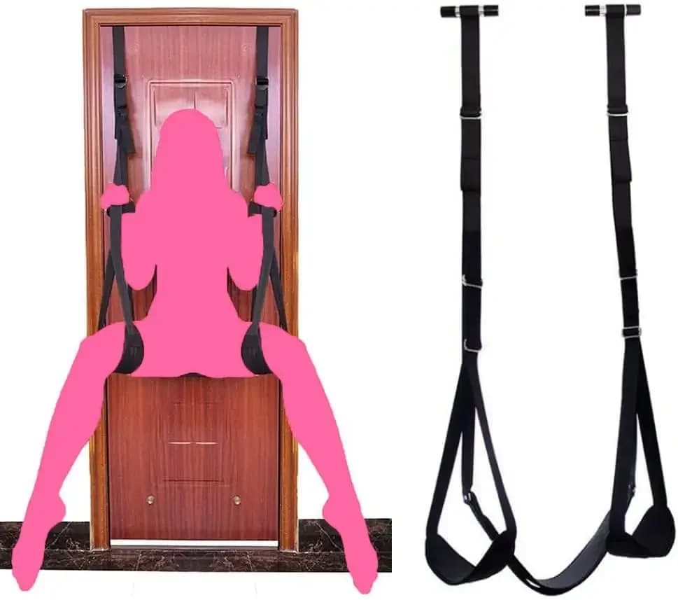 Adjustable door sex swing with supportive broad seat