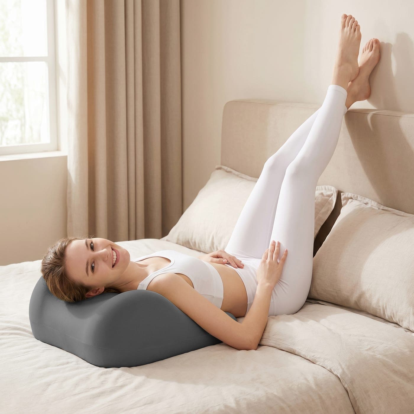 Ergonomic Couples Pillow with Cut-out, Dark Grey - thumbnail 5