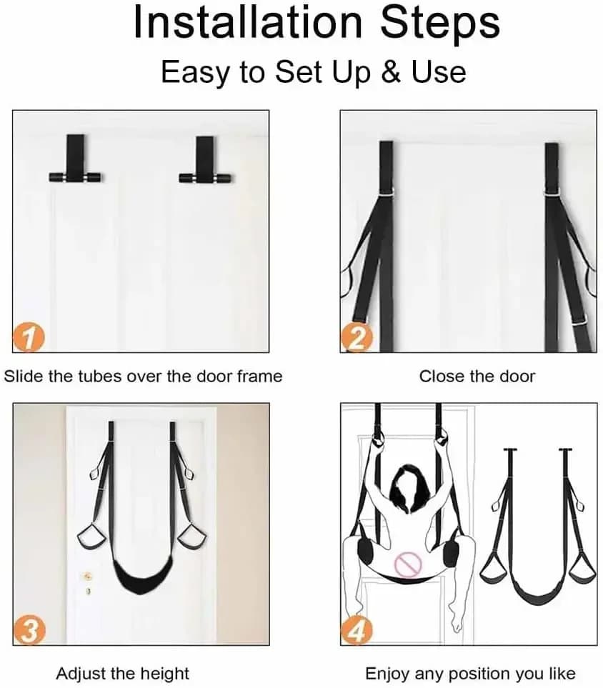 Adjustable door sex swing with supportive broad seat - thumbnail 2