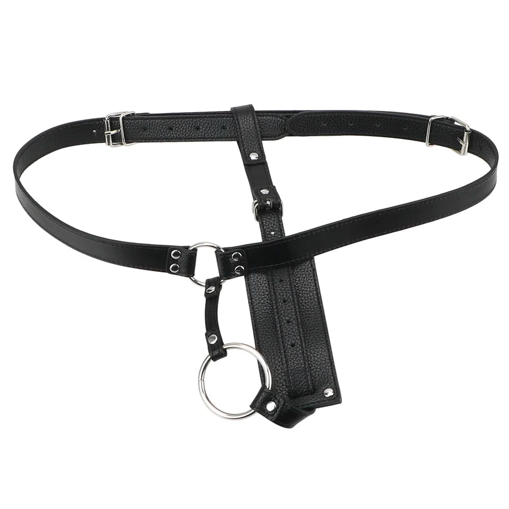 Adjustable faux leather strap-on harness belt - thumbnail 5